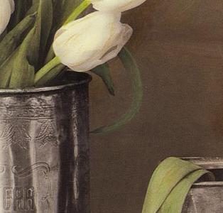 Фрагмент Серебрянные баночки с тюльпанами