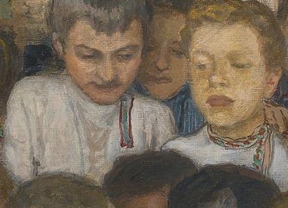 Фрагмент Школьное собрание в деревенской школе