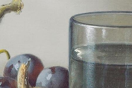 Фрагмент Still life of grapes pear almonds and rhoemera