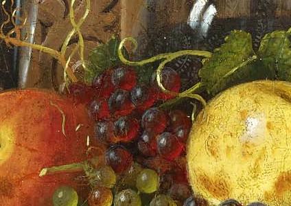 Фрагмент STILL LIFE WITH MUNICH NEWSPAPER FRUIT AND DECANT