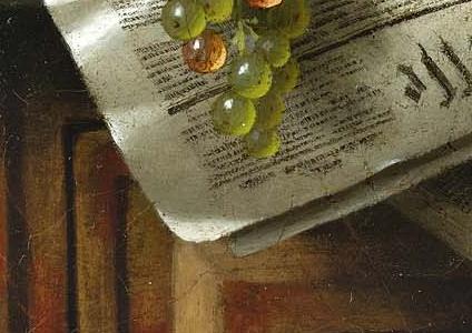 Фрагмент STILL LIFE WITH MUNICH NEWSPAPER FRUIT AND DECANT