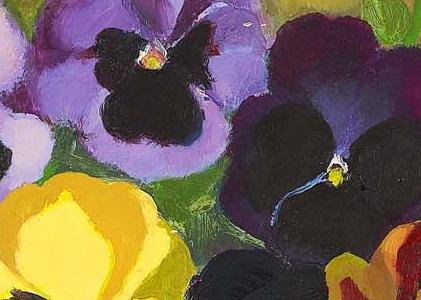 Фрагмент Still life with pansies