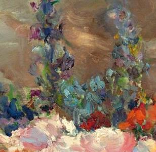 Фрагмент Still life with roses and Chinese figure