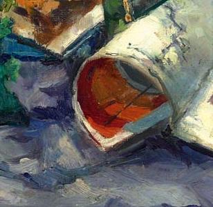 Фрагмент Still life with roses and Chinese figure