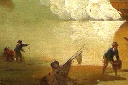 Фрагмент The Evening Gun, A British Man of War and other Shipping in a Calm