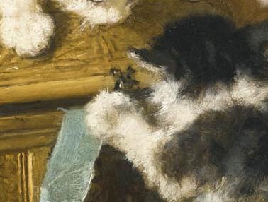 Фрагмент THREE KITTENS WITH A CASKET AND BLUE RIBBON