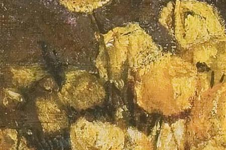 Фрагмент Цветы в кувшине.Купальницы.