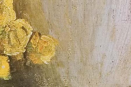 Фрагмент Цветы в кувшине.Купальницы.