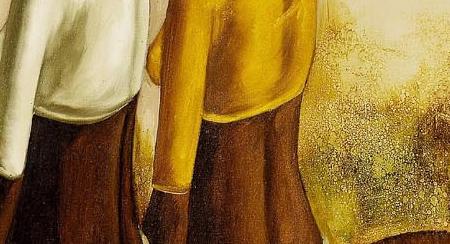 Фрагмент Two girls with baskets