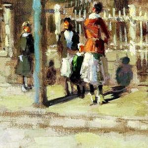 Фрагмент Улицы старого Нью Йорка летом