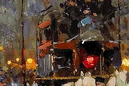 Фрагмент view of the Porte St Martin in winter Paris