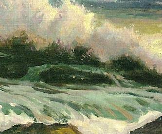 Фрагмент Волны, разбивающиеся о скалы