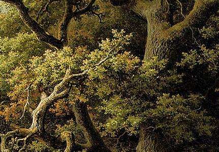 Фрагмент Wooded landscape with a herdsman and his cattle resting under an oak tree