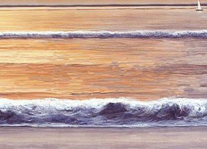 Фрагмент Закат на море, белый песок, пляж, шезлонг