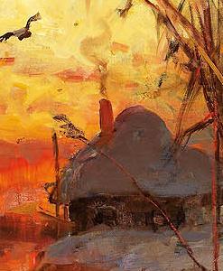 Фрагмент Закат на озере