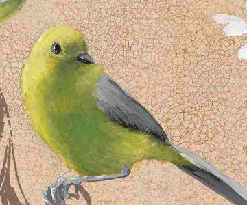 Фрагмент Зеленые птички на ветке