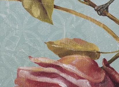 Фрагмент Желтая птичка с белой розой 2