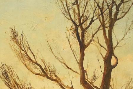 Фрагмент Зимний пейзаж на закате