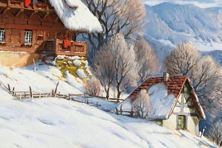 Фрагмент Зимний пейзаж в Альпах