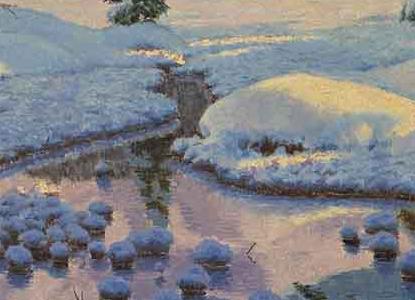 Фрагмент ЗИМНИЙ ПЕЙЗАЖ В ГОЛУБОМ ЦВЕТЕ