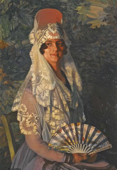 DAMA CON MANTILLA Y ABANICO LADY WITH MANTILLA AND FAN