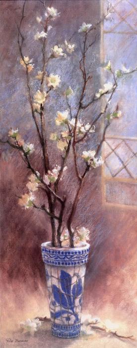 Экибана в голубой вазе 1