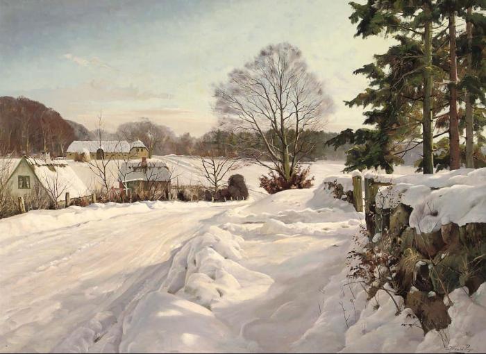 Farmsteads in the snow