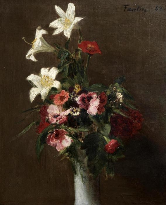 FLEURS DANS UN VASE DE PORCELAINE