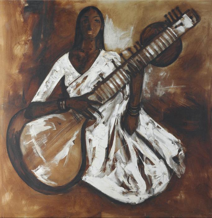 Girl Playing a Sitar