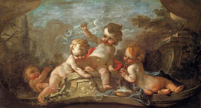Putti blowing bubbles