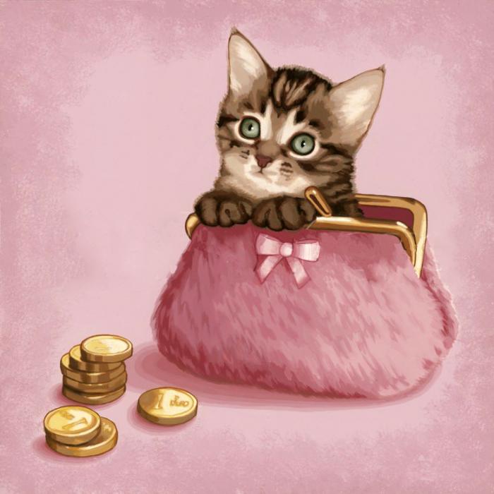 Розовый кошелек с монетками