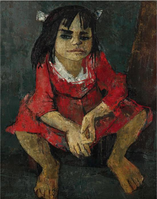 Seated Girl in a Red Dress
