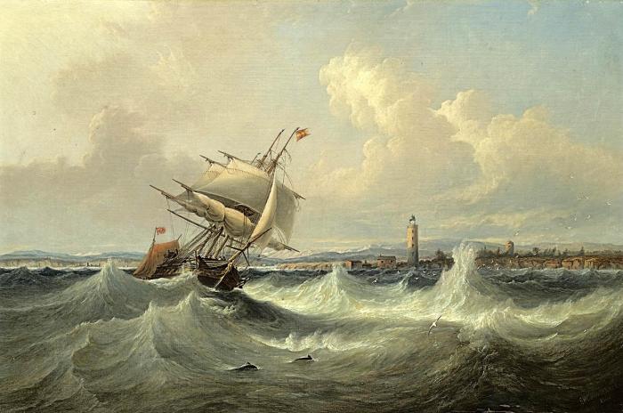 Shipping in Choppy Seas off a Coastline