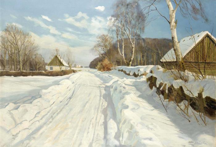 SNOW SCENE IN BRIGHT SUNLIGHT