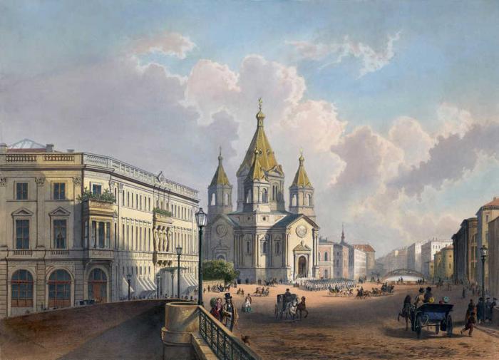 The Church of the Annunciation of the horse guards regiment in St. Petersburg in the 19th century