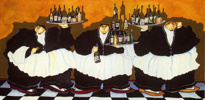 Три повара с подносами